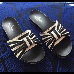 NWT BLACK/WHITE KATE SPADE SLIPPERS